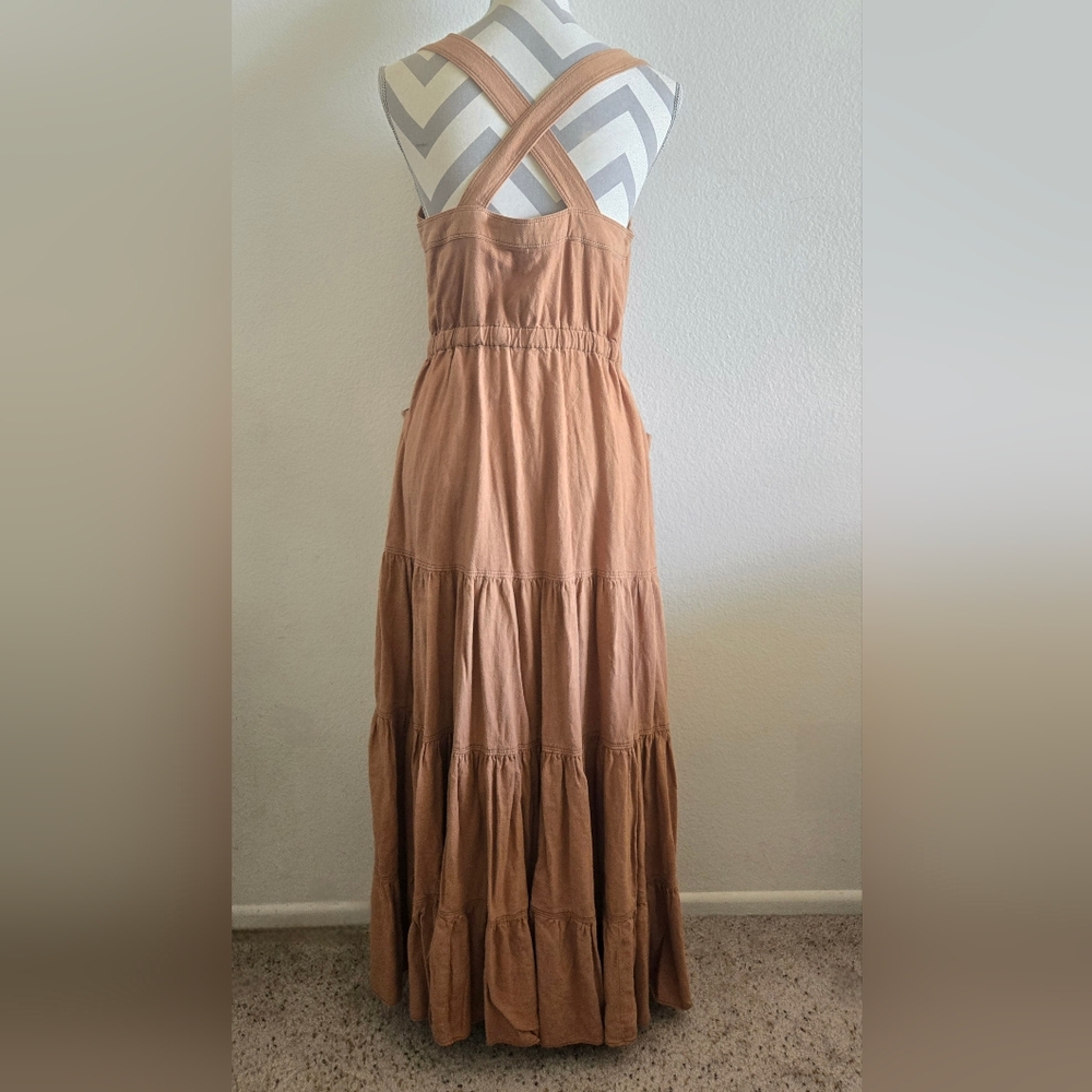 Free People Catch the Breeze Dress in Amber Waves Linen Blend Medium - Picture 7 of 15